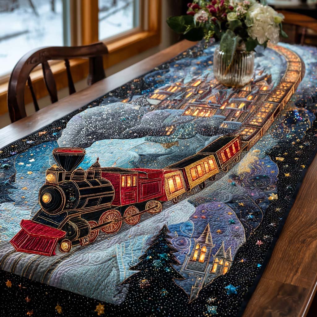 Snowy Train Voyage Table Runner