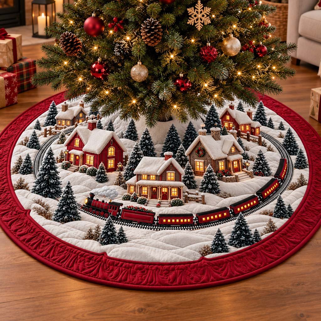 Snowy Village Christmas Tree Skirt