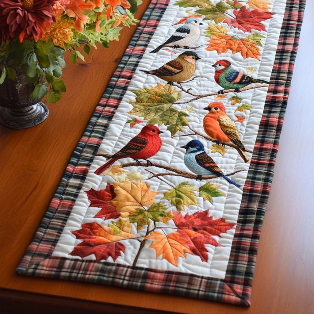 Soft Bird Whispers Table Runner