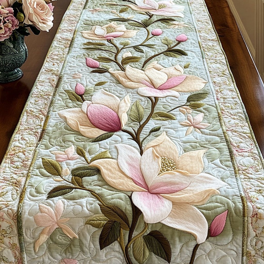 Soft Magnolia Petals Table Runner