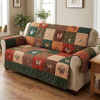Autumn Leaves on Rust and Green Sofa Cover
