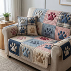 Soft Plaid Paw Sofa Cover