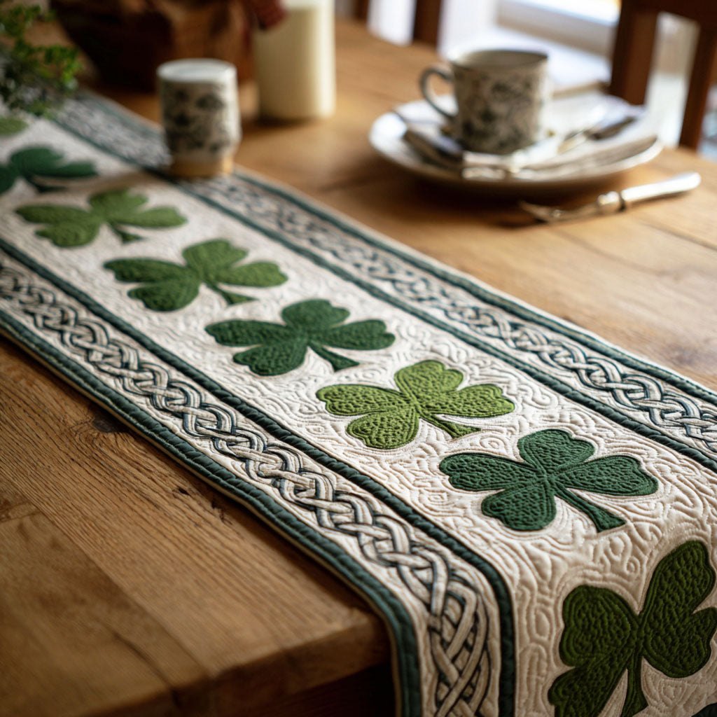 Soft Shamrock Linen Table Runner