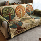 Four Season Trees on Squares Sofa Cover