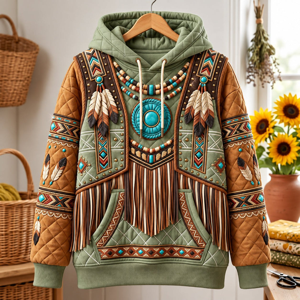 Southwest Fringe hoodie, all-over print