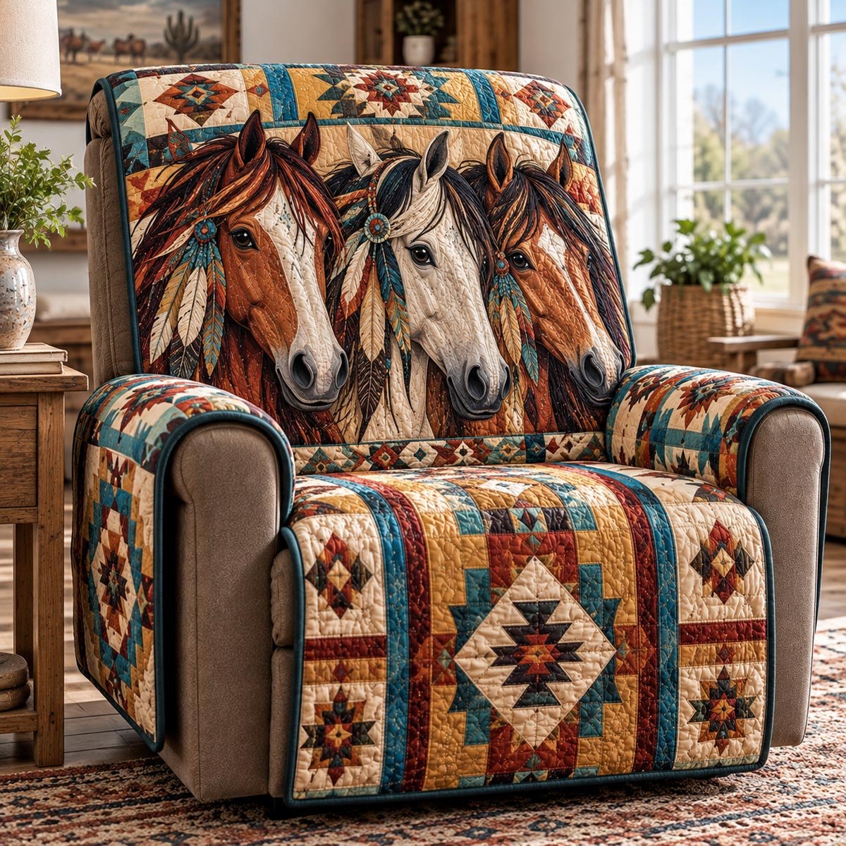 Southwestern Horse Trio Sofa Cover