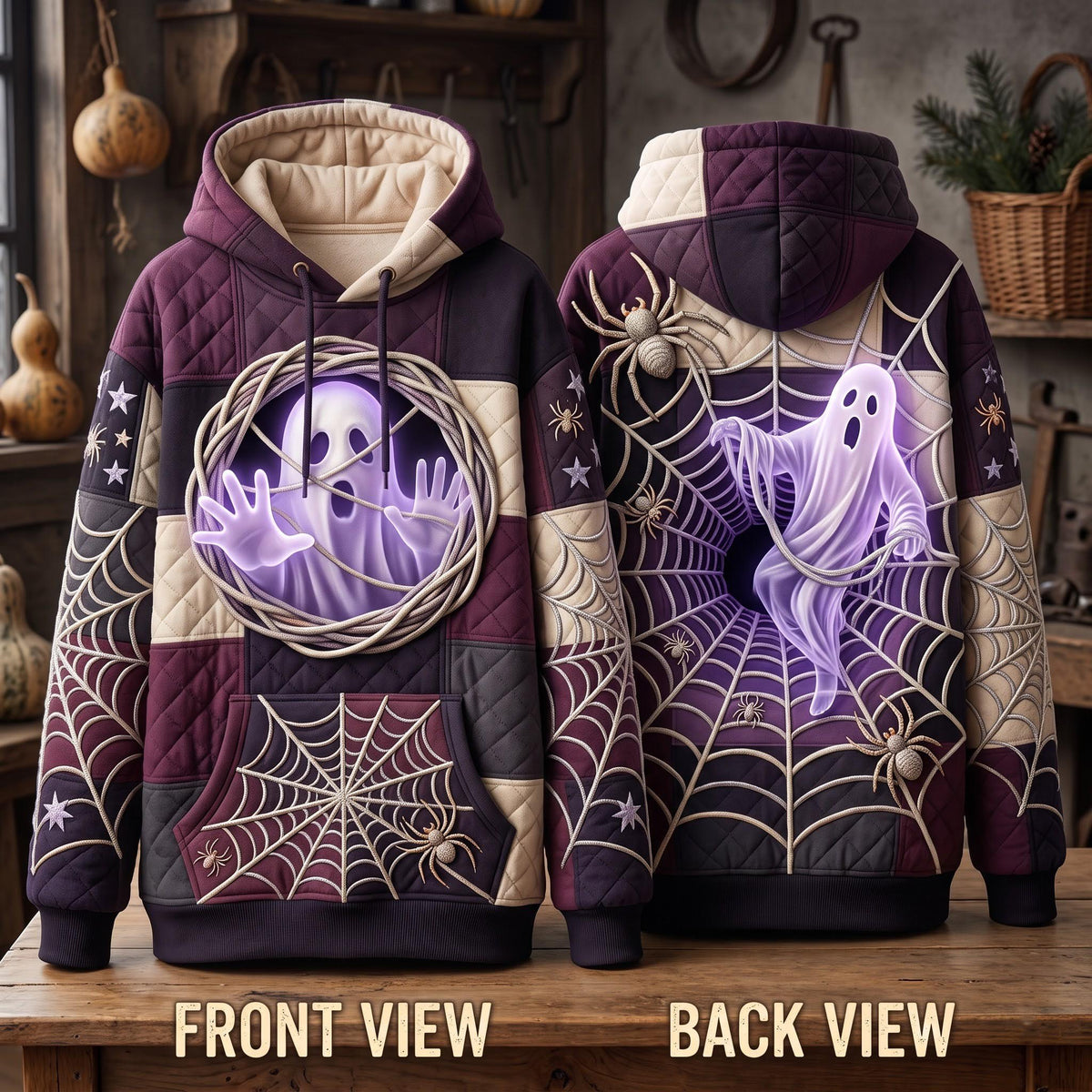 Spiderweb Ghost hoodie, all-over print