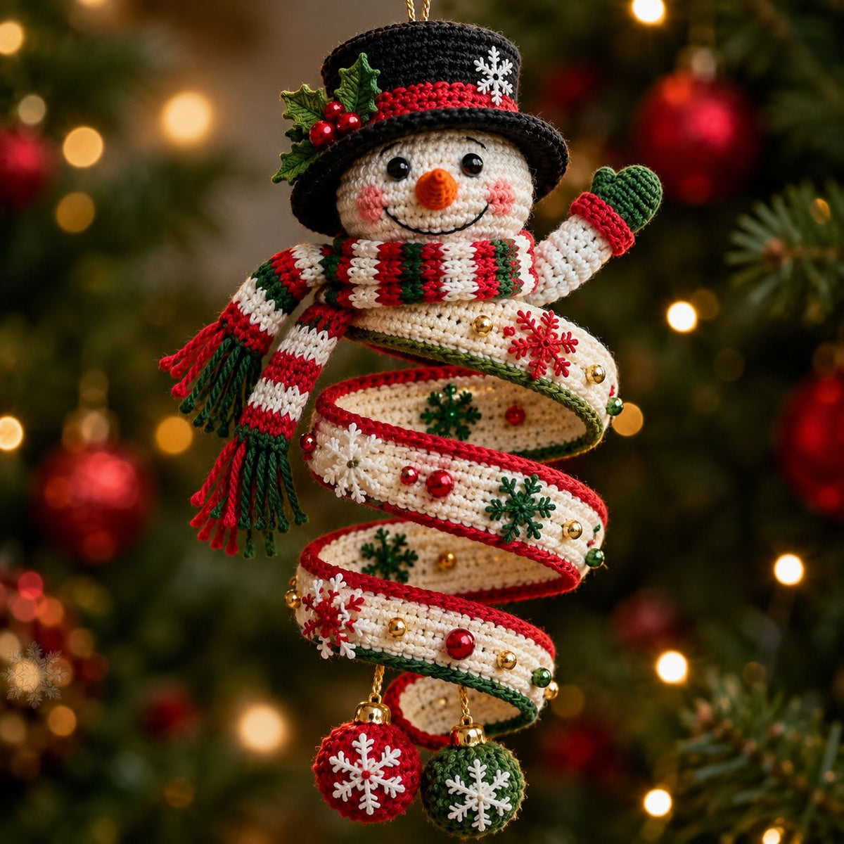 Spiral Snowman Christmas Ornament