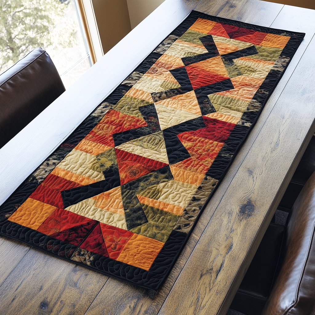 Southwest Triangles in Warm Blocks Table Runner
