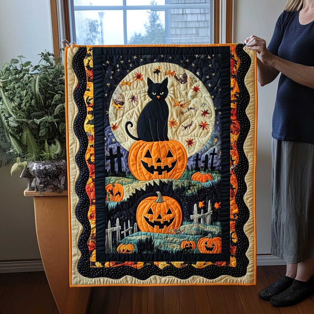 Spooky Black Cat Table Runner
