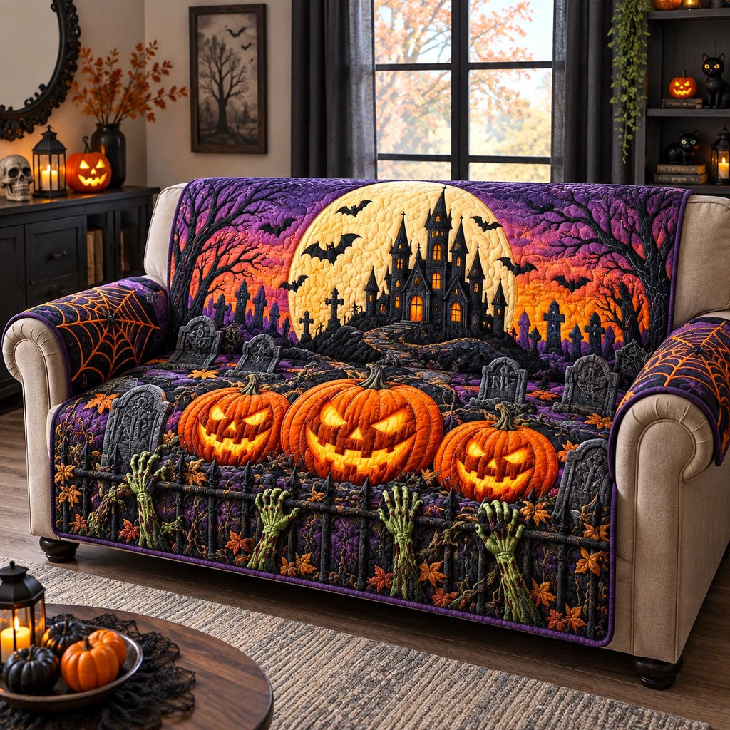 Spooky Castle Graveyard Sofa Cover