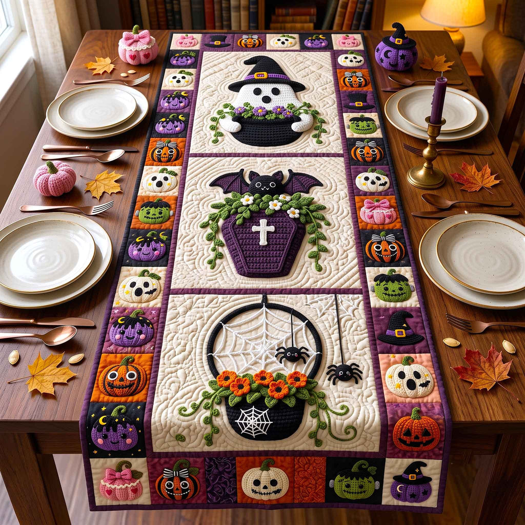 Ghost and Cauldron Panels Table Runner
