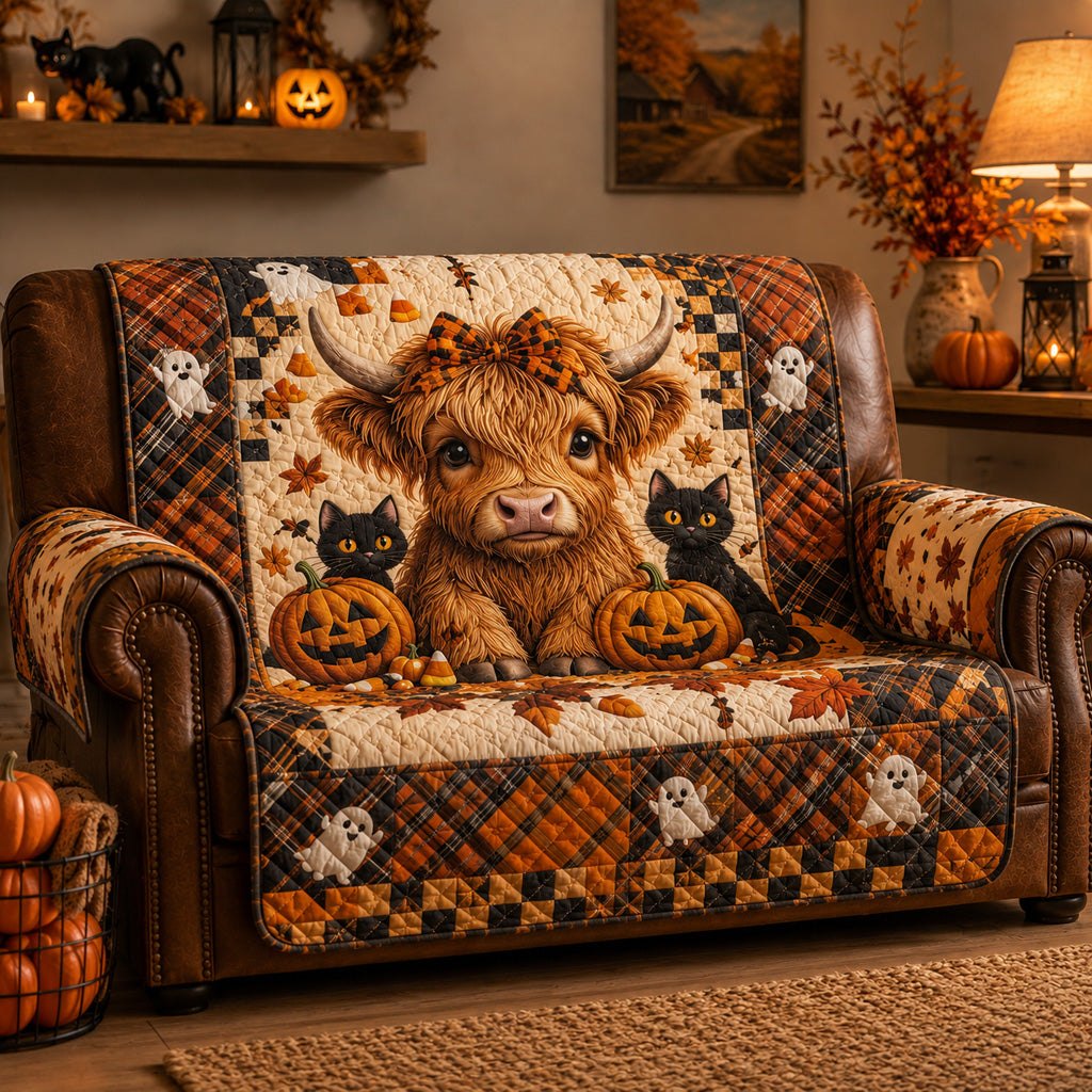 Spooky Halloween Highland Calf Sofa Cover