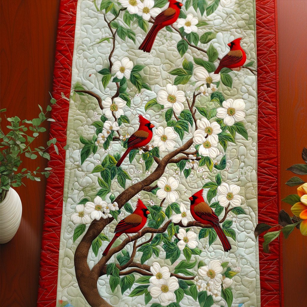 Cardinals on a Dogwood Branch Table Runner