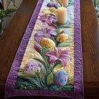Lilies and Easter Eggs on Purple Table Runner