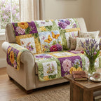 Butterflies in Floral Quilt Blocks Sofa Cover