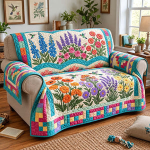 Spring Garden Hummingbirds Sofa Cover - Made to Order