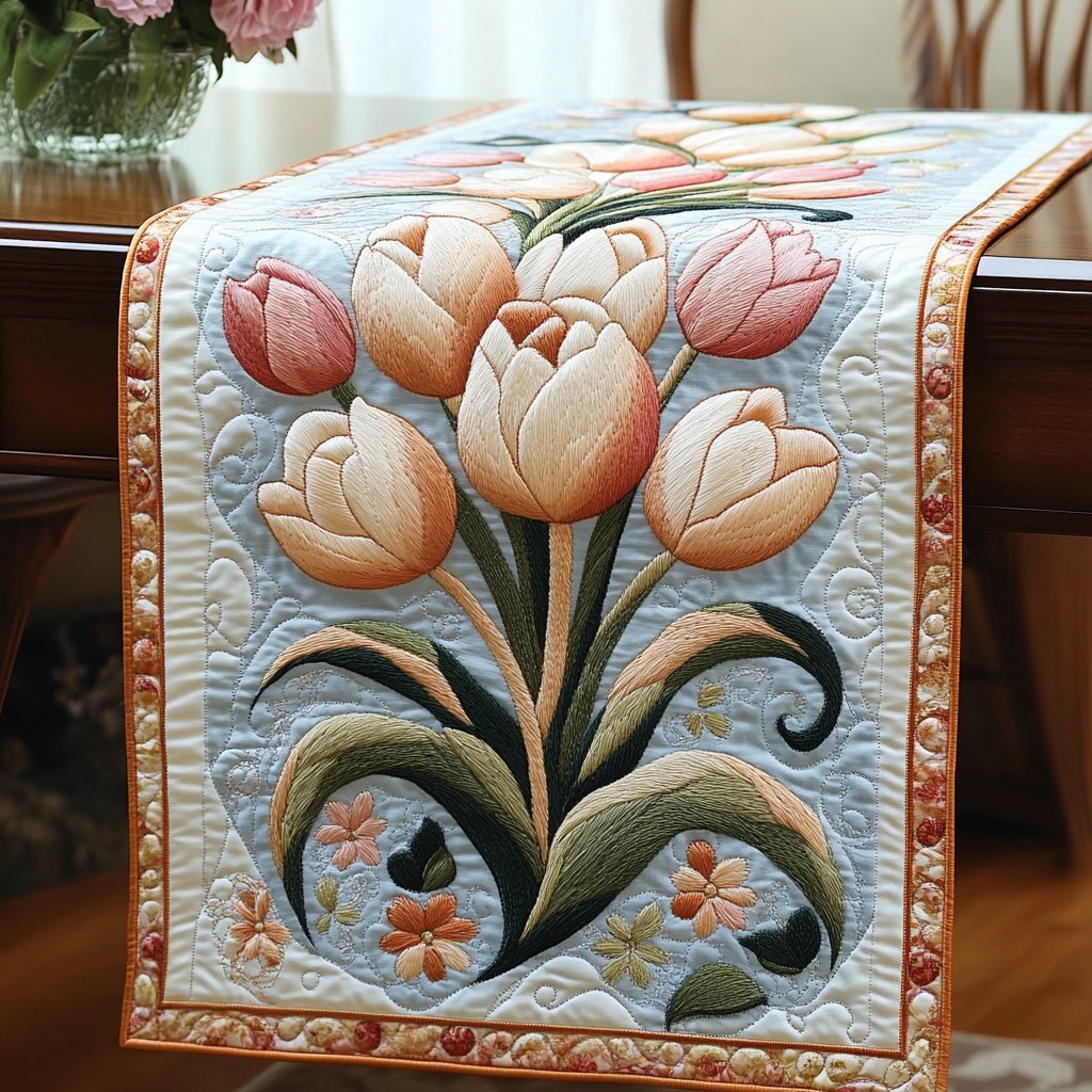Spring Tulip Garden Table Runner