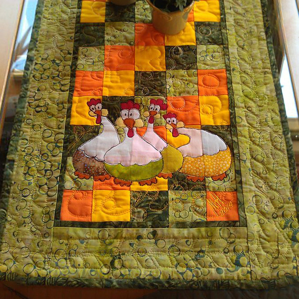 Spring Greens Chicken Table Runner