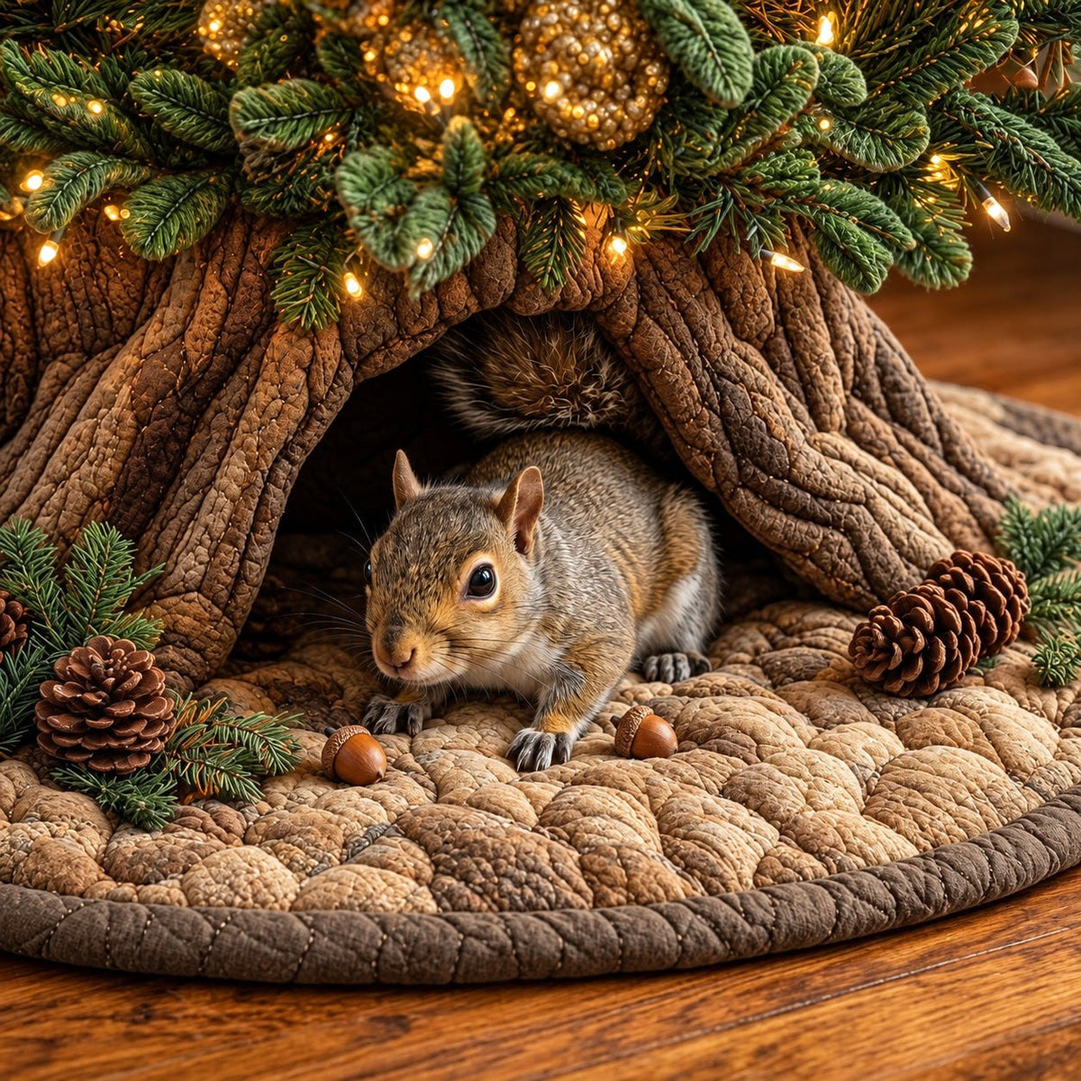 Squirrel Den Christmas Tree Skirt