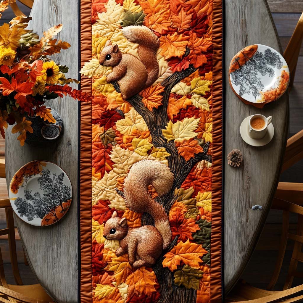 Squirrel Tree Table Runner