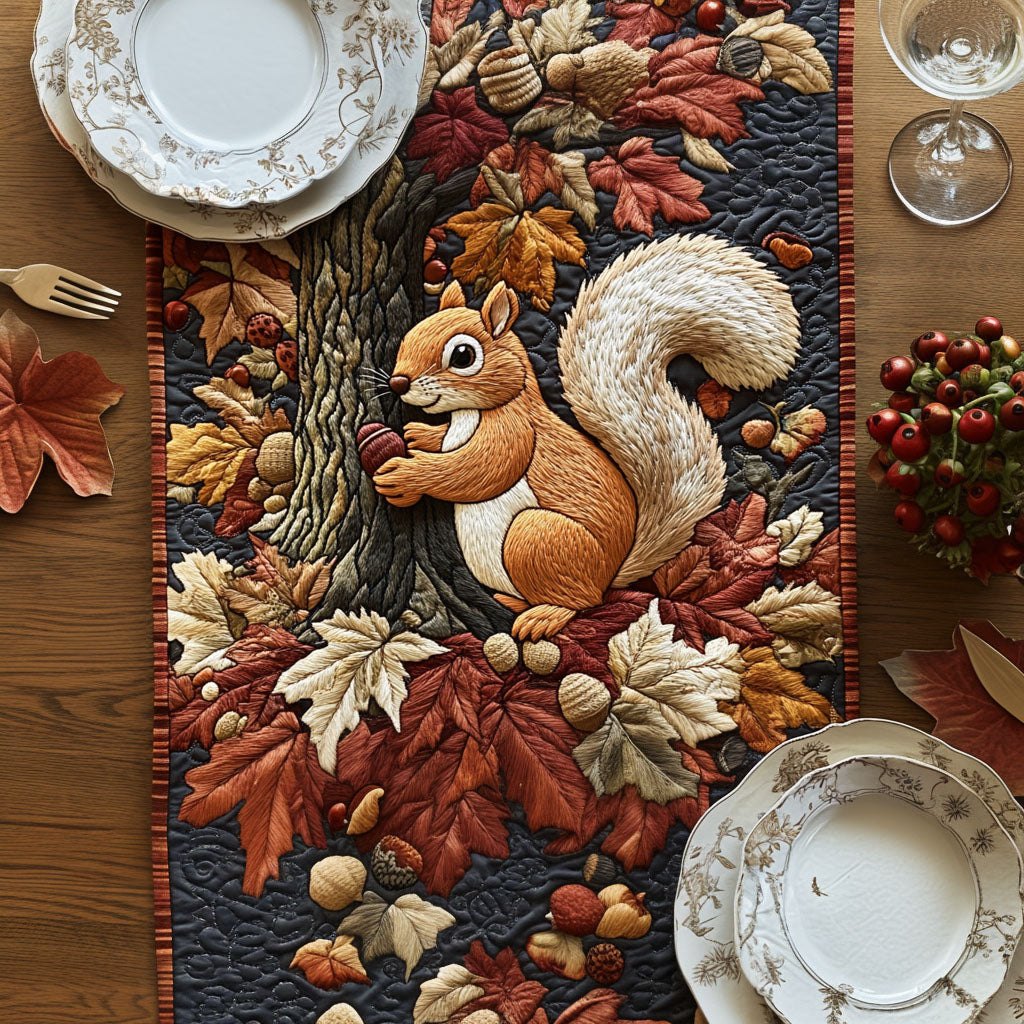 Squirrels Golden Harvest Table Runner