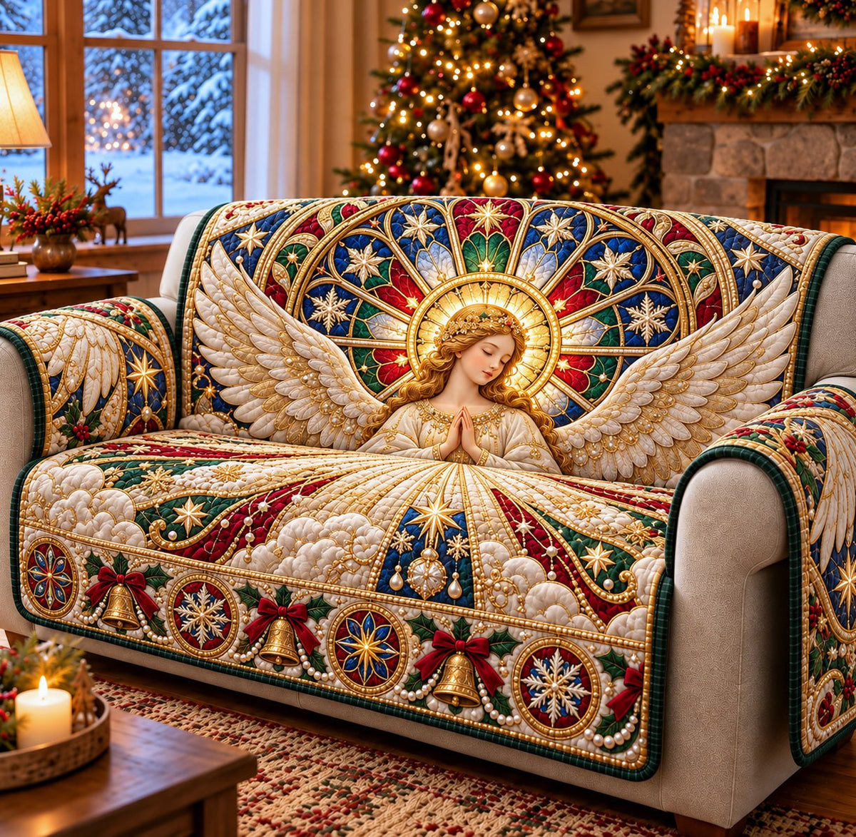 Stained Glass Angel Sofa Cover
