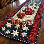 Cherries with Stars and Ribbon Table Runner