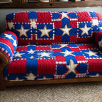 White Stars on Red and Blue Sofa Cover