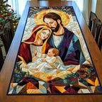 Madonna and Child in Stained Glass Table Runner