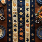 Star Blocks in Navy and Gold Table Runner