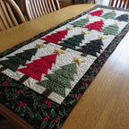 Christmas Trees in Red and Green Table Runner