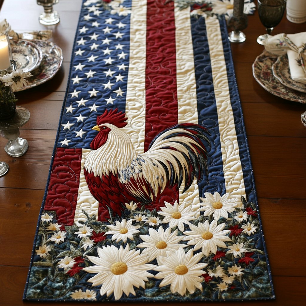 Starred Rooster Table Runner
