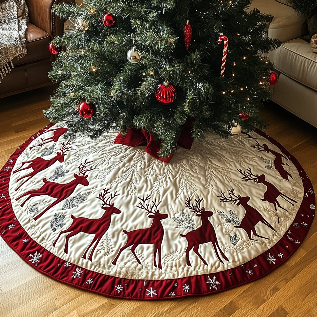 Starry Night Antlers Christmas Tree Skirt