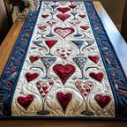 Wine Glasses with Hearts on Cream Table Runner