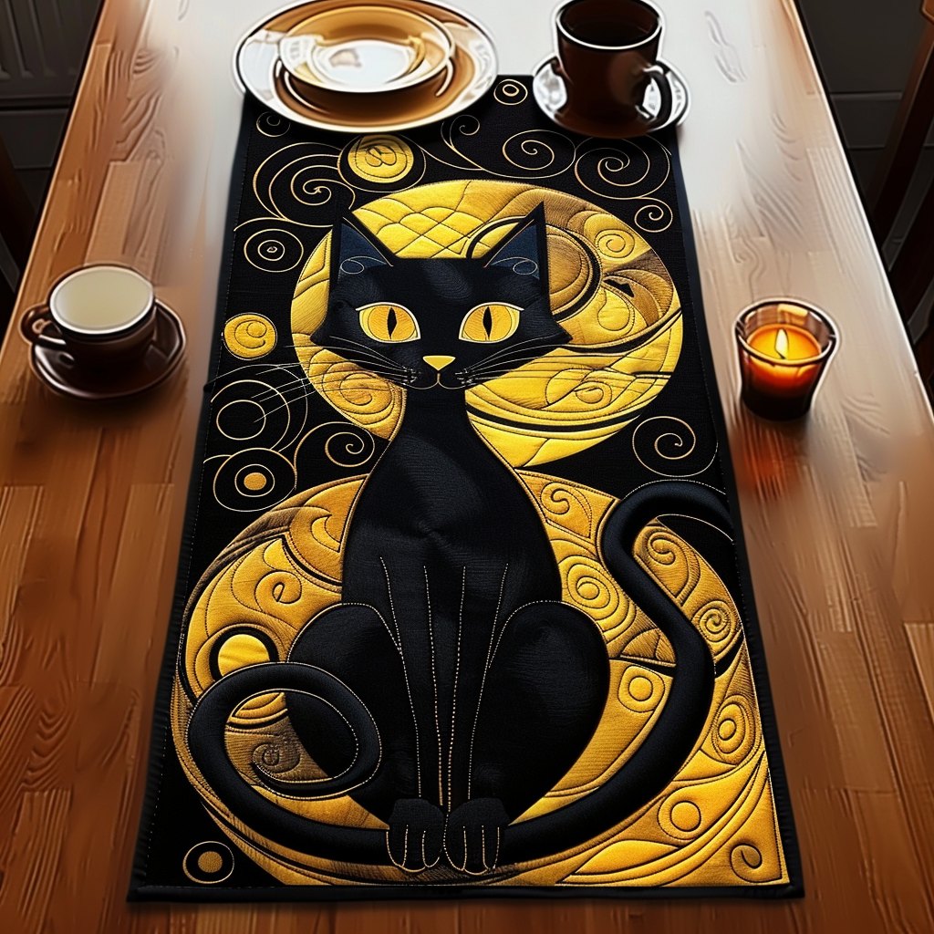 Starry Night Cat Charm Table Runner