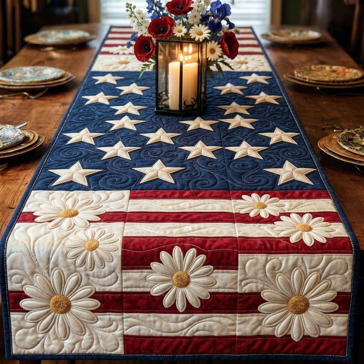 Stars and Flowers Table Runner