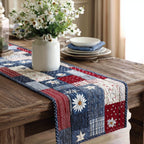 Patriotic Patchwork with White Star Table Runner