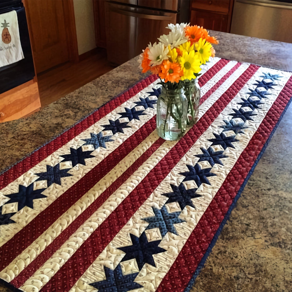 Flag Stripes with Blue Stars Table Runner