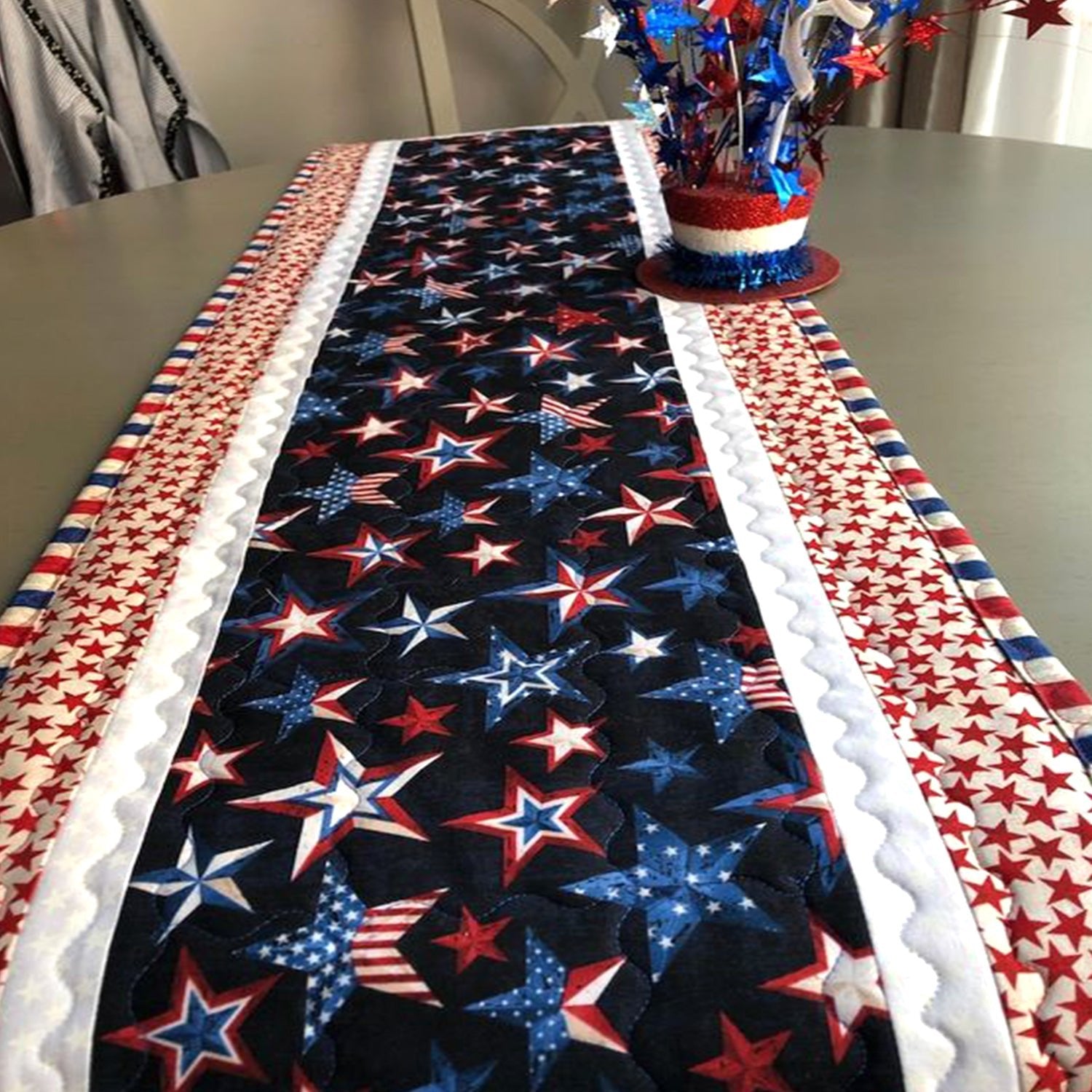 Scattered Stars on Navy Table Runner