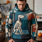 Dog Skeleton on Teal hoodie, all-over print