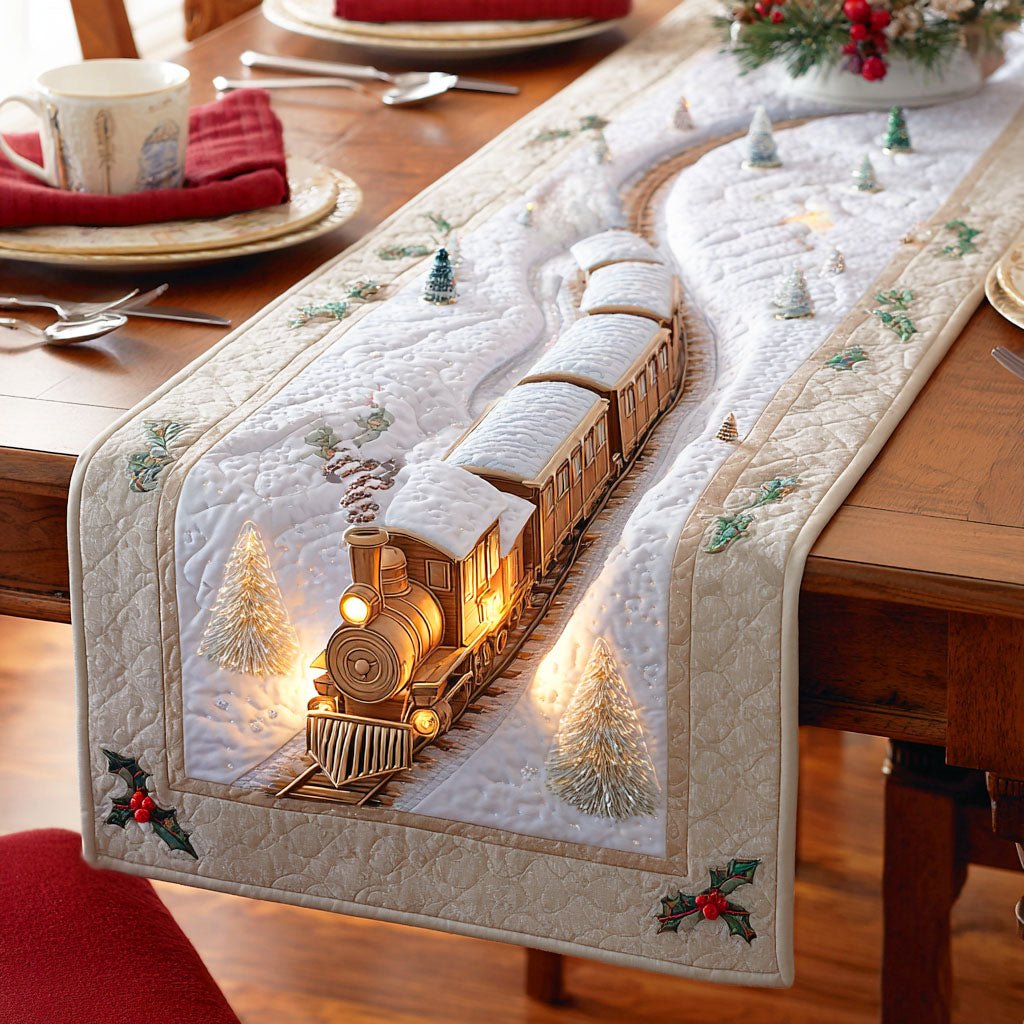 Steam Train Christmas Table Runner