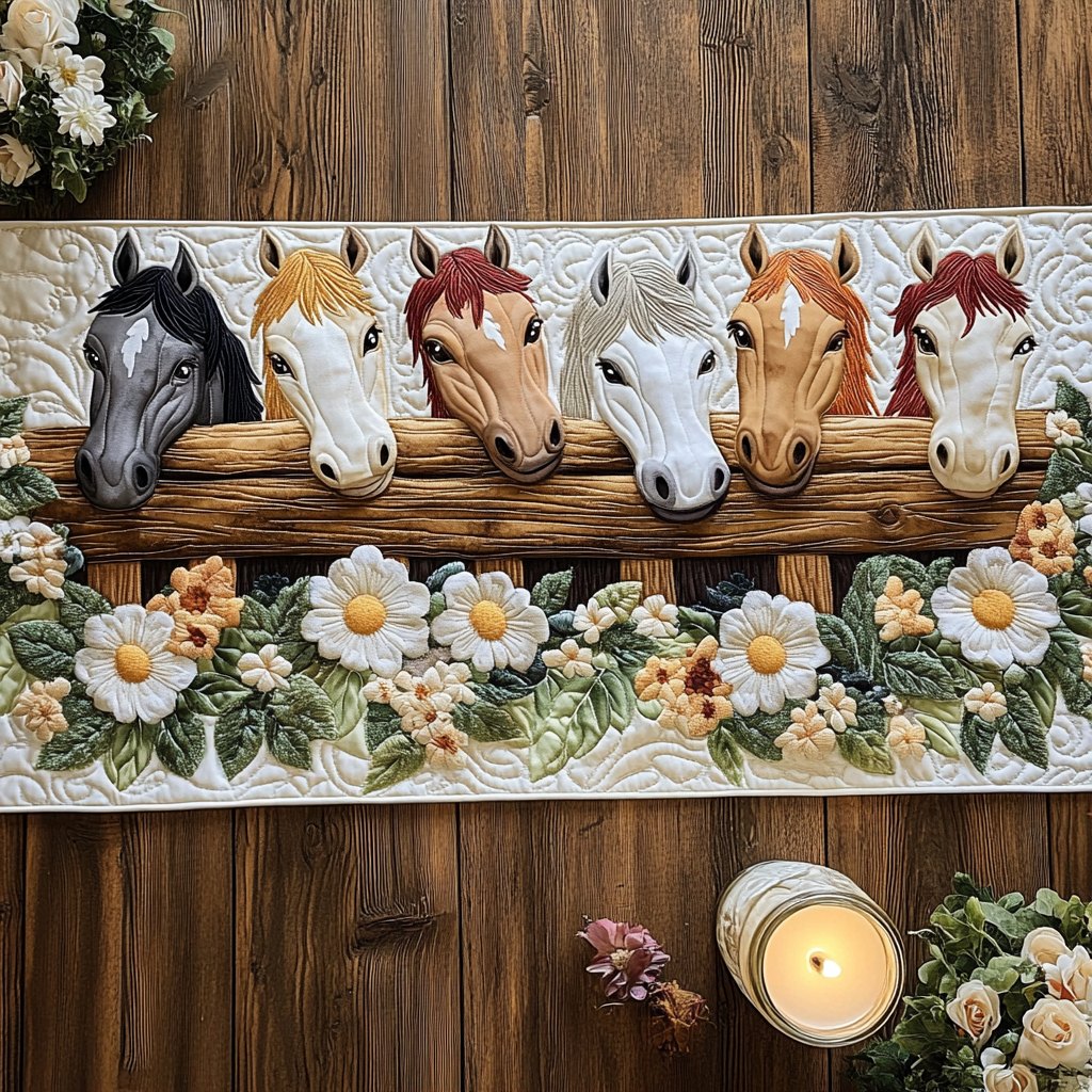 Stitched Stallions Table Runner