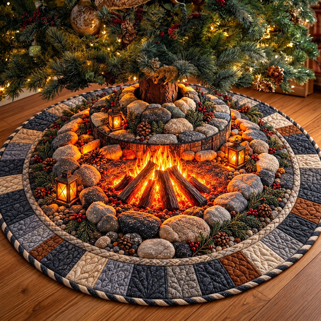 Stone Campfire Christmas Tree Skirt