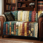 Book Spines with Sunflowers and Daisies Sofa Cover
