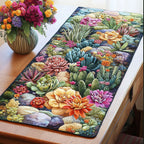 Succulent and Cactus Rock Garden Table Runner