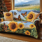 Sunflowers with Monarch Butterflies Sofa Cover