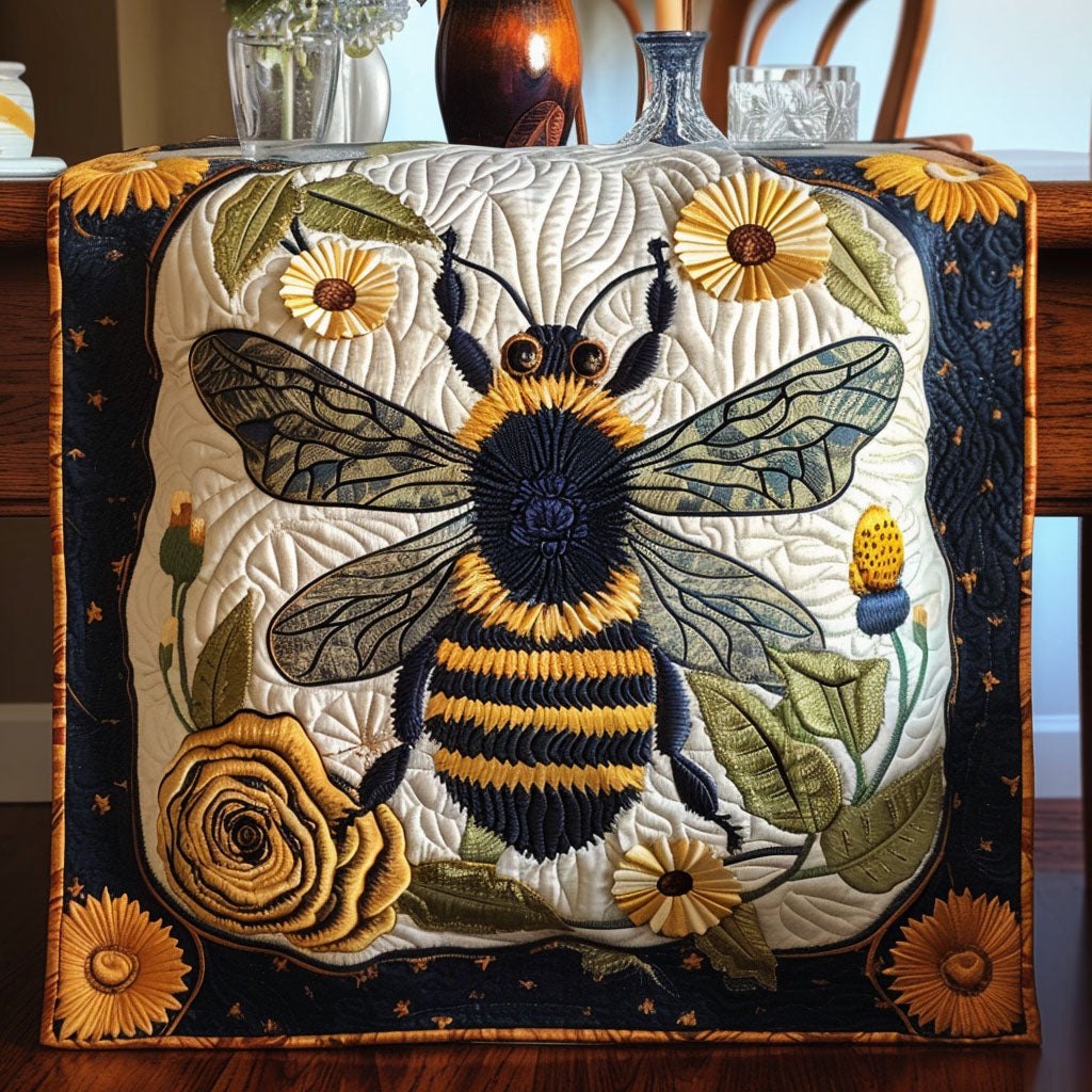 Bumblebee with Cream Flowers Table Runner