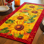 Sunflowers on Red and Yellow Table Runner