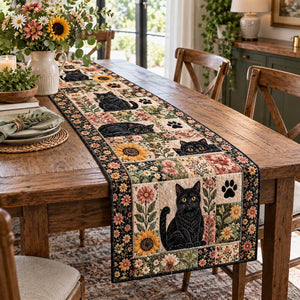 Sunflower Black Cat Table Runner - Made to Order
